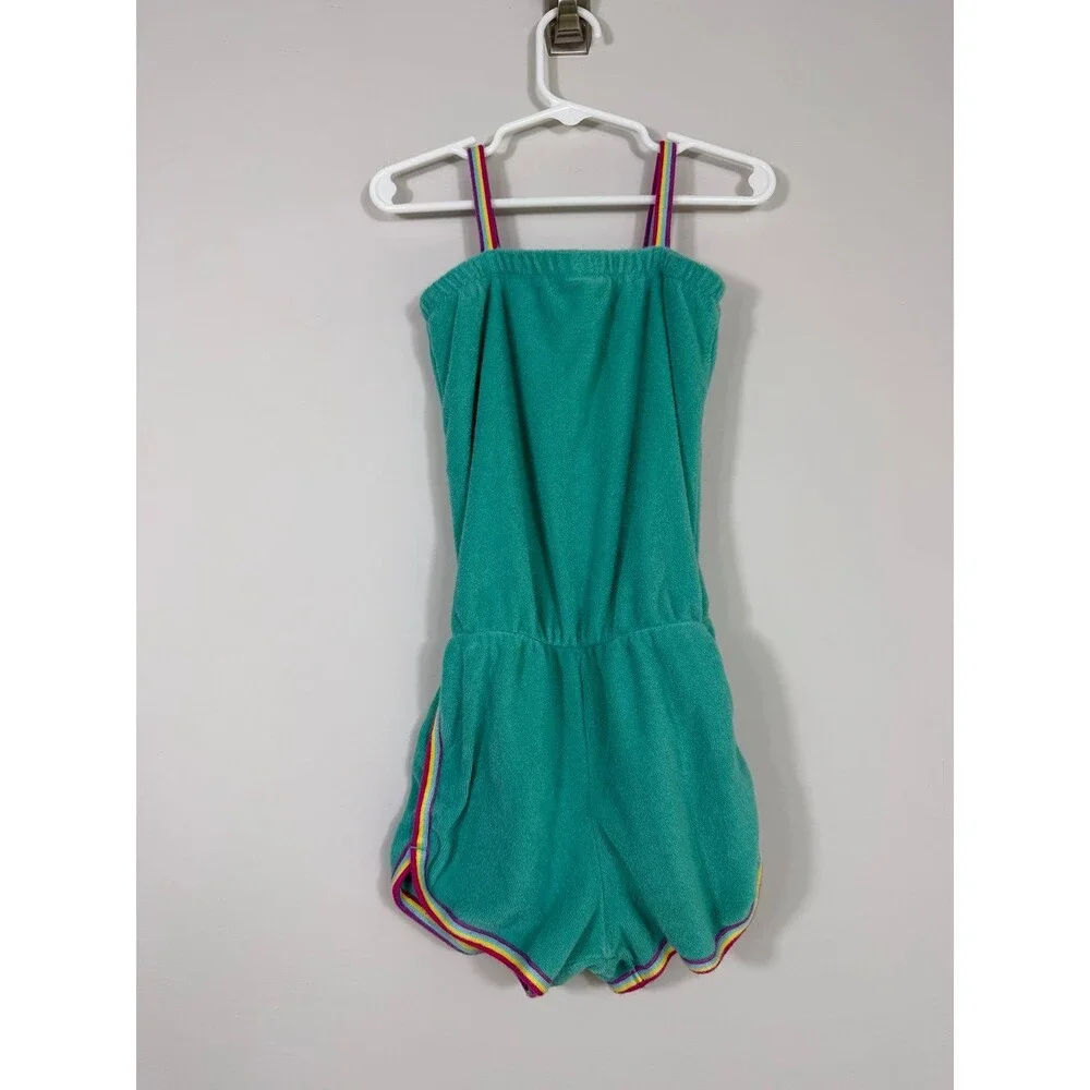 GAP Kids Terry Cloth Romper 5 Years Aqua Rainbow Trim Cover-Up